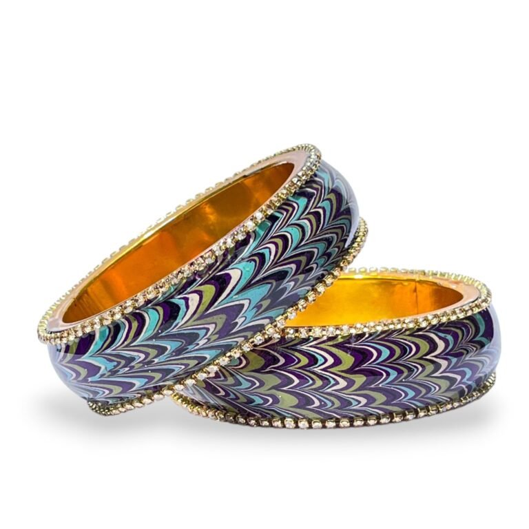 Artful Luxury | Marble Wave Gold Brass Metal Lac Bangles ...